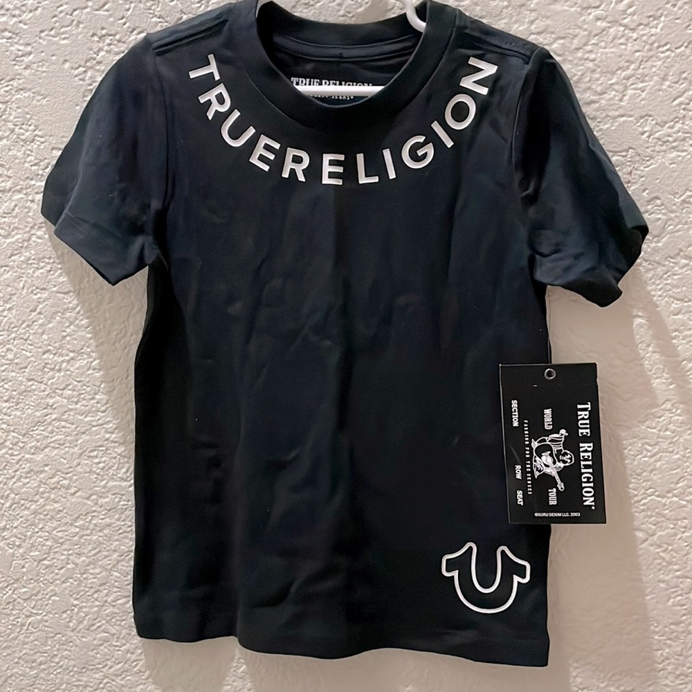 True Religion kids, black tee. NWT. Size XS